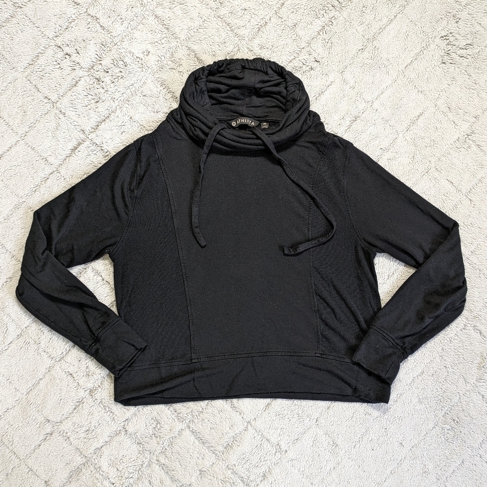 Athleta Sweatshirt Women's XS Black Coaster Luxe Cowl Neck Pullover Lounge